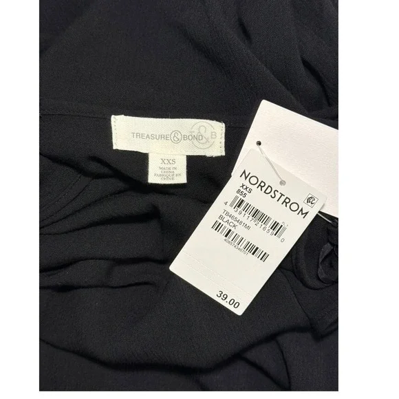 Treasure & Bond Black V-Neck Maxi Slip Dress XXS NEW - Picture 4 of 7